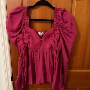 Entro Fuchsia Puff Sleeve Blouse